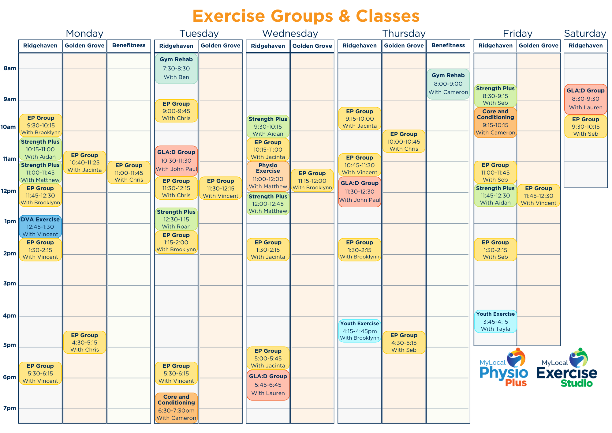 ALL Groups Classes Timetable
